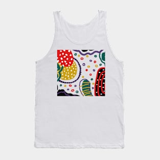 Abstract  pattern figure depicting nature, trees, mountains, sun, moon and rain. Tank Top